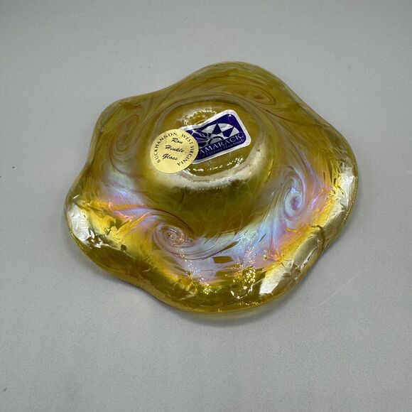 Ron Hinkle Studio Art Glass Swirl Iridescent Trinket Dish Hand Made WV - Picture 3 of 8